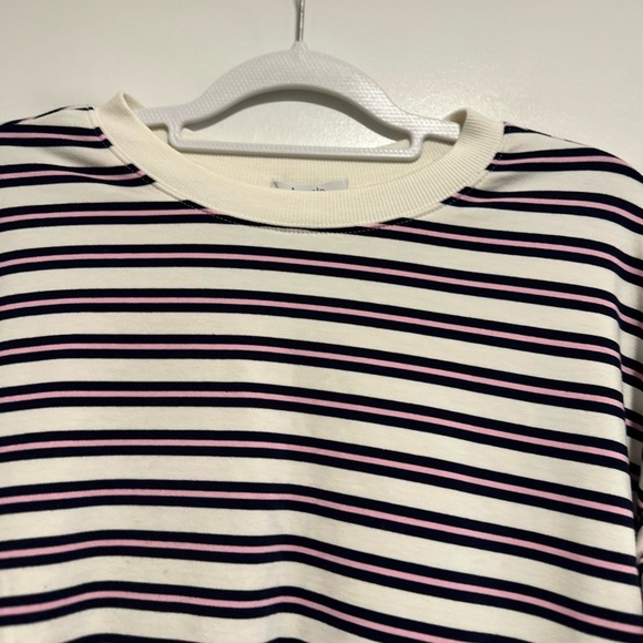 NWOT Kensie Womens Sz:S striped tie-waist ruched sleeve Pullover sweatshirt. - Picture 9 of 11